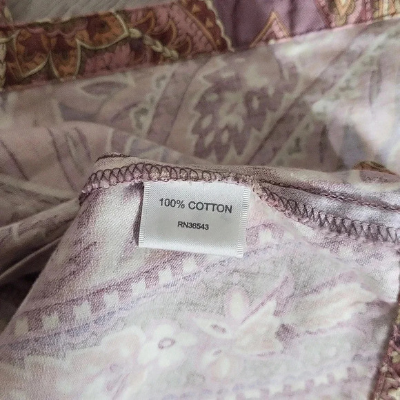 🛍Van Heusen Pink Purple Paisley Collared Button Up 3/4 Sleeve Womens Large - Picture 5 of 7